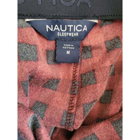 Nautica Sleepwear Pajama Pants Medium Mens Blue Red Check Straight Leg Pockets - Picture 6 of 7